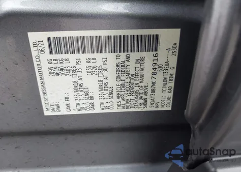 2021 Nissan Rogue Sv Intelligent Awd from USA, damaged, VIN 5N1AT3BB7MC784916